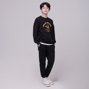 크로젬 주니어 남녀공용 특양면 딜리셔츠 오버핏 맨투맨 트레이닝 세트 CRZSTJ 107