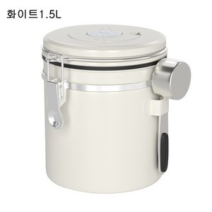 304Stainless steel 원두커피통 스푼부여 음식 보관함 저장함 밀봉통, 화이트, 1.5L, 1개