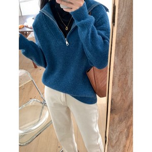 [4컬러] 하이넥 투웨이 집업니트