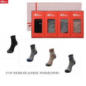 레드페이스 컴포트쿨 기프트 남 여 4종 양말 워킹 선물sp, 블랙&그레이 / 베이지&그레이, 1개