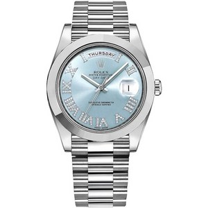 Mens Rolex Day-Date Platinum 41mm Watch with Diamond Roman Numeral Hour Markers - Ref # 218206 PROD8 시계로렉스