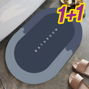 피니피니 타원형 규조토 발매트 소프트 물기흡수 욕실 주방, 2개, 블루