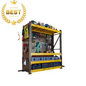 니드상회 공구정리 철제 선반 타공판 세트 4단 작업대형 다용도 수납랙 고하중 공구걸이 보관장 철제렉 벽걸이 공구정리 툴랙 공구 보관함, 1개