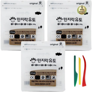 이야코 만지락 소프트 유토 200g x 3p + 주걱칼 3종 세트, 1세트, 혼합색상