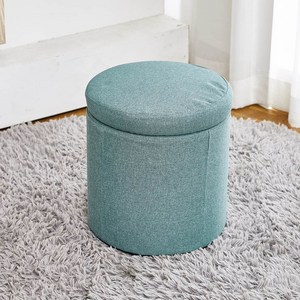 라라홈 마카롱 수납 패브릭 화장대 스툴, 민트그레이
