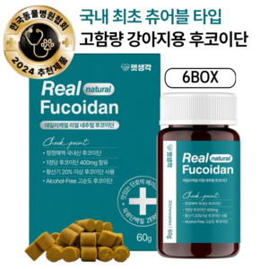 펫생각 고순도 미역귀 후코이단 12000mg 강아지 전용 염증 종양 면역력 종합 영양제 한국동물병원협회 인증, 6개