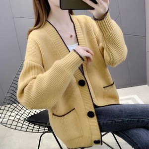안안씬 여성 가을 니트 가디건 간절기 브이넥 루즈핏 오버핏 가디건