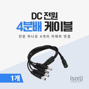 iseeU DC 전원 2분배 4분배 8분배 케이블 CCTV 어댑터 전원분배기 멀티잭, 2. 4분배 케이블, 1. 1개