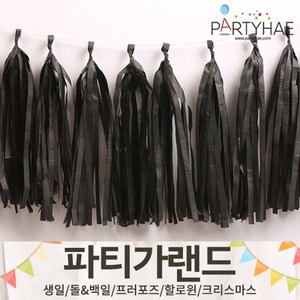 (주)파티해 파티 가랜드2 D-G - 생일 프로포즈 기념일 캠핑 홈데코 조화 여름 축하 환영, D18.셀프파티태슬가랜드-블랙
