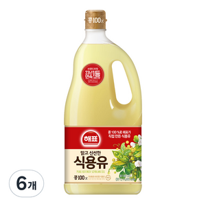 해표 콩기름 식용유, 1.8L, 6개