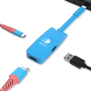 베이식스 닌텐도 스위치 독 3in1 멀티허브 USB C타입 HDMI 4K 60hz, 레드, 1개