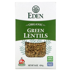 Eden Foods Oganic Geen Lentils 16 oz 454 g, Eden Foods Oganic Geen Lenti