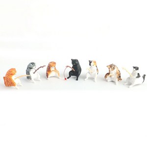 어항 수조꾸미기 낚시하는 고양이 피규어, E