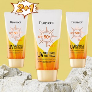 2+1 유브이 디펜스 선크림 4 in 1 UVA UVB 이중차단 밀착커버, 70g, 3개