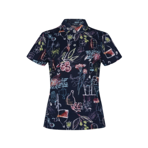 아날도바시니 골프 여성 아트웍 패턴 체크 골프 반팔 티셔츠