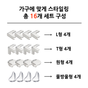 벨디온 안전한 모서리 보호대 실리콘 투명 16개 세트, 1세트, 단일