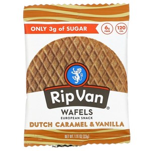 Rip Van Wafels 더치 캐러멜 & 바닐라 4개 각 1.16 oz (33 g) 3팩