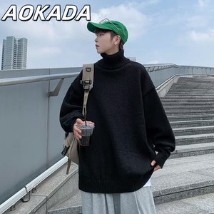 AOKADA 스웨터 남녀 공용 가을 겨울 두꺼운 단색 하이넥 니트 INS 트렌디 스웨터