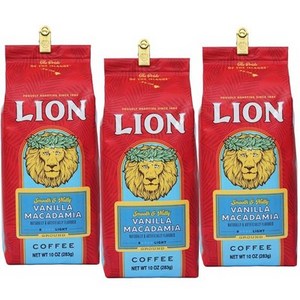 283g X 3팩 라이언 하와이 코나 커피 바닐라 마카다미아 Lion Coffee, 3개, 홀빈(분쇄안함)