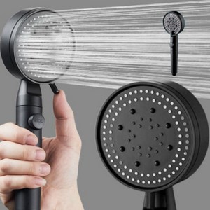홈앤친구 5단조절 수압 샤워기 헤드 온오프, 1개, 블랙