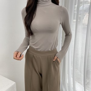 업쓰 여성 겨울 목폴라 스판 베이직 이너 긴팔 티셔츠