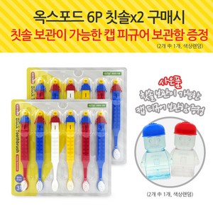 옥스포드 블럭 칫솔 6P x 2묶음(총 12P) + 캡피규어 칫솔 보관함, 2개