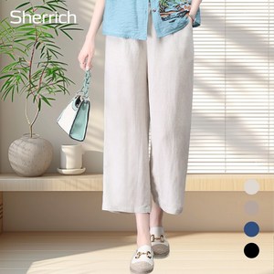 Sherrich 여성 린넨바지 9부 면마바지 여성 밴딩 일자바지 중년 여성 바지 여성여름바지