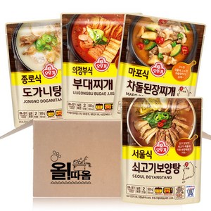 올따옴 오뚜기 국탕찌개 기획세트 (종로식도가니탕+의정부식 부대찌개+마포식차돌된장찌개+서울식 쇠고기보양턍), 500g, 1개