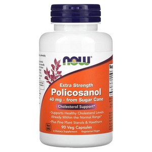 나우푸드 엑스트라 스트렝스 폴리코사놀 프롬 슈가 케인 40mg 베지 캡슐, 90정, 1개