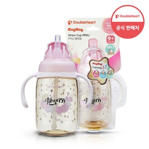 더블하트 마그마그 PPSU 빨대컵 프린세스 270ml, 핑크, 1개