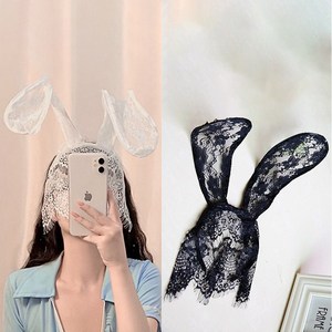 글램디브 바니 코스프레 머리띠 레이스 베일 이벤트복 할로윈 코스튬 파티 AK0298