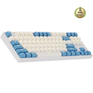 COX 게이트론 LED 게이밍 기계식키 보드 황축, 텐키리스, CK87, 크림 블루