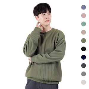 남성용 오버핏 코듀로이 소프트 라운드 맨투맨 티셔츠