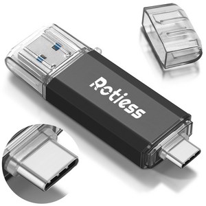 ROTIESS USB3.0 c타입 대용량 유에스비메모리 2in1 핸드폰OTG, 128GB