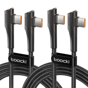 Toocki 90도 듀얼 ㄱ자형 USB-A/C to C타입 480Mbps 초고속 충전케이블, CtoC 60W, 2개, 2m