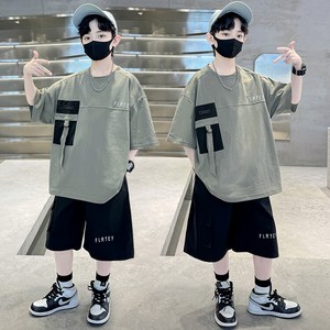 비엔스 남아 여름 세트 초등생 루즈핏 주머니 반팔 반바지 세트 초중생 츄리닝 상하의