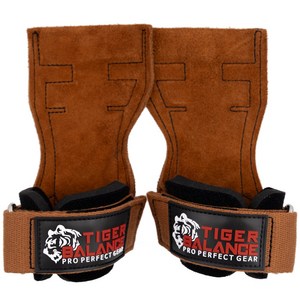 타이거밸런스 다한증 소가죽 헬스 스트랩, 소가죽 탄색+스트랩 브론즈골드+로고 블랙, 1개