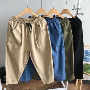 [점프점프] 남자 9부 배기 밴딩 와이드 바지 스판 벌룬 원턱 팬츠