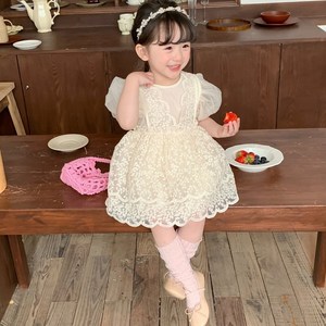 [당일발송]레이스에이프런원피스 레브퍼프숄더자수원피스 첫걸음드레스 콩쿨복 아기콩쿨드레스 첫걸음드레스 화동룩 하객드레스