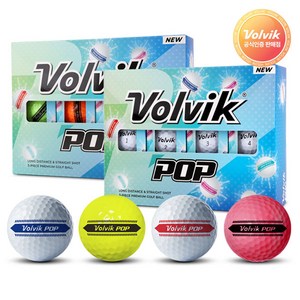 [VOLVIK] 볼빅 뉴 팝 퍼팅 트랙 골프공 1더즌, 화이트, 12개입, 1개