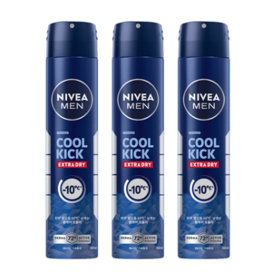 니베아 맨 쿨킥 스프레이 데오드란트, 200ml, 3개