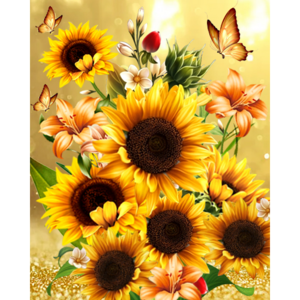 iSefoyo DIY 보석십자수 캔버스 형액자 세트 40cm x 50cm, DKG016.해바라기