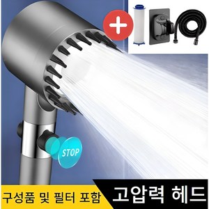 플라쥬 수압상승 샤워기헤드 두피 마사지 필터샤워기, 1개, 그레이