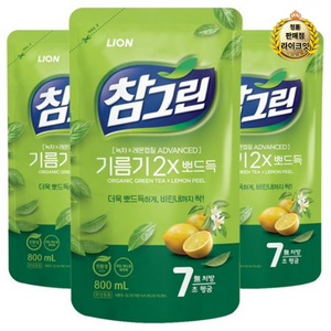 참그린 기름기 뽀드득 리필, 800ml, 3개