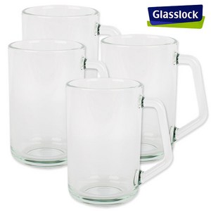 글라스락 내열 강화유리 이지그립 머그컵 480ml, 투명, 4개