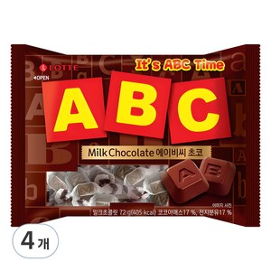 롯데웰푸드 ABC 초콜릿, 72g, 4개