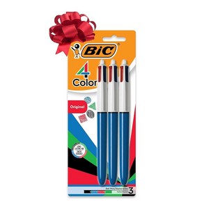 빅 BIC 4색 오리지널 리트랙터블 볼펜 다용도 1.0mm 미디엄 포인트 오래 지속되는 잉크 훌륭한 선물 아이디어 다양한 색상 3개입