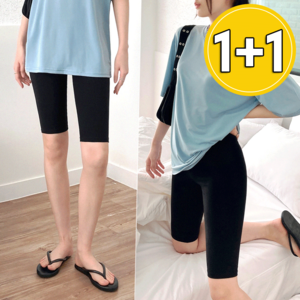 1+1 아이스 쿨 5부 레깅스 FREE~5XL 빅사이즈 [국내생산 프리미엄] 숏레깅스
