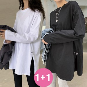 [세인트이브] T-6801사계절 간절기 이너 기본 티셔츠 (1+1) 빅사이즈 무지 여성 긴팔티셔츠