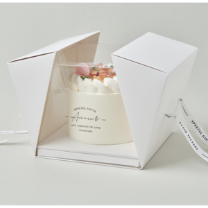 투명 케이크 오픈상자 포장 박스 케이스 꽃선물상자(리본 포함)
